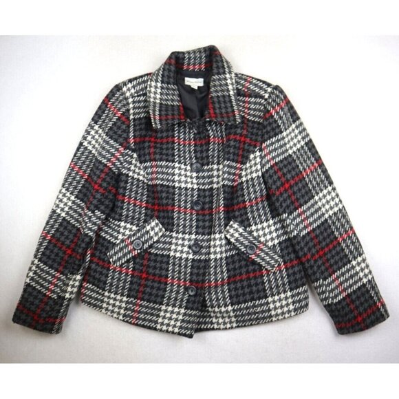 STUDIO WORKS - WOMEN'S GRAY PLAID JACKET - SIZE 16 - Picture 2 of 4